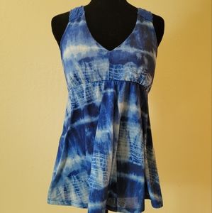 No Boundaries tie-dye blue racer back tank